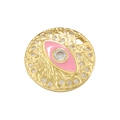 Détail du pendentif œil protecteur en émail rose avec placage à l'or et cristaux brillants - Rose