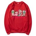 Felpa rossa natalizia con illustrazione di bevande festive e stampa decorativa - S / Style 312 / Rosso