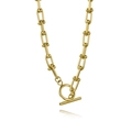 Elegant gold U-shaped link chain necklace with toggle clasp for women in stainless steel - Gold U-link Chain with T-bar Clasp