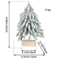 Miniature snow-flocked Christmas tree with round wood base and product dimensions - Snow-Flocked Green - Medium