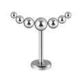 Piercing labret curvo de acero inoxidable con siete esferas en plata pulida - 0.8x6mm / Color Acero