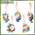 5-piece set of DIY unicorn diamond painting keychains with sparkling rhinestones QC058 - QC058 (5-Piece Set) Single-Sided