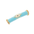 Blue enamel evil eye charm with gold finish and sparkling crystal beads for jewelry making - Sky Blue