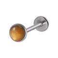 Σκουλαρίκι labret από χειρουργικό ατσάλι με κεχριμπαρένια πέτρα γκλίτερ για χόνδρο - 0.8x6x4mm / Αστραφτερό Χρυσό Κεχριμπάρι