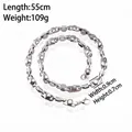 Mens 55cm silver stainless steel flat rivet chain necklace with 0.9cm width - Necklace / Silver
