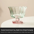 Coupe à dessert élégante en verre vert avec base fleur rose et capacité 240ml - 240ml / Vert Vif