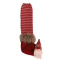 Housse bouteille de Noël avec gnome, rayures rouges et bordure en fausse fourrure - 1 Pièce