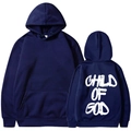 Felpa blu navy con stampa graffiti Child of God bianca sul retro della maglia - S / Blu navy