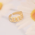 Detail view of a gold chain link adjustable ring with elegant floral background - Chain Open Adjustable Style (15#)