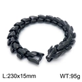 Bracelet pour homme en acier noir à écailles de dragon avec fermoir tête de loup - 23CM / Noir