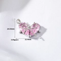 Macro shot of pink heart pendant with bow and pearls, showing 24.03mm height and 22.4mm width - Silver Plated Pink Heart Bow