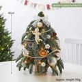 Mini árbol de Navidad de sobremesa nevado de 40 cm con luces LED y adornos blancos - Versión Decorada con Luz / Abeto Noble con Puntas Blancas (Set Blanco) + Luz
