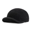 Classic black 5-panel cotton cap with short brim and metal eyelets in workwear style - Black
