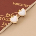 Elegant gold-edged heart earrings with white shell inlay on a soft leather jewelry box - Heart Mother of Pearl Earrings (3#耳环)