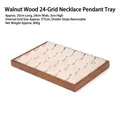 24-grid walnut wood jewelry tray with beige velvet lining for necklaces and pendants - Walnut 24-Grid Necklace Tray Beige