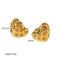 18K gold plated stainless steel heart hoop earrings with sparkling zircon star patterns - Gold Star Heart (TE6386-G)