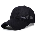 Men's black mesh breathable baseball cap with extended brim and Classic embroidery - Adjustable / Navy Blue