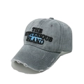 Dettaglio cappello grigio effetto invecchiato con ricamo vintage e visiera sfrangiata - M(56-58cm) / Grigio