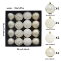 Détails du lot de 16 boules de Noël avec textures pailletées et craquelées - Pack de 16 / Or Craquelé