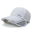 Gorra deportiva blanca con visera retráctil larga y malla trasera transpirable - Blanco