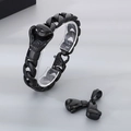 Black stainless steel Cuban chain bracelet with creative boxing glove pendant set - Black Color Set (Without Chain)