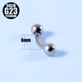 Solid G23 titanium curved barbell piercing for eyebrow or ear in 6mm length - Eyebrow Ring (6mm)