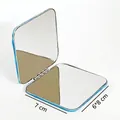 Specchio per trucco quadrato pieghevole blu glitterato a doppia faccia, 6x8cm - 68*70mm Grande Quadrato in Acciaio Inossidabile