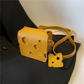 Mini yellow cheese shaped crossbody bag made of PU leather with matching shoulder strap - Square Bag