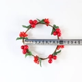 Artificial Christmas wreath candle ring with red berries and green leaves on white background - Inner Diameter Approx 9cm / 12mm Red Berry Wreath