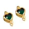 Golden heart pendant with dark green faceted crystal for DIY jewelry making - Gold Base Dark Green
