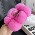 Plush pink faux fur hair claw clip for women, large shark clip hair accessory for autumn - Rose Red