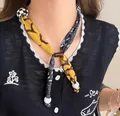 Collana foulard in seta gialla in stile etnico con tessuto stampato e perle marmo - 2# Stile Tondo Multicolore