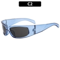 Y2K Sport-Sonnenbrille mit lichtblauem Rahmen und dunkelgrauen Gläsern, Modell C2 - Transparenter Blauer Rahmen Graue Gläser