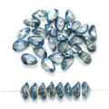 Detailed view of dark blue iridescent teardrop glass beads for DIY jewelry making - Plated Ink Blue