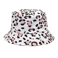 Detail of pink and black leopard print bucket hat with durable cotton fabric texture - M (56-58cm) / White