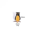 Detail view of owl enamel pin with 30mm height and 21mm width measurements - Owl