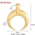 Gold crescent moon pendant charm for bracelets with dimensions and weight specs - Gold Crescent Horn Small