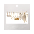 Set van 6 paar gouden oorbellen met vlinder, slang hangers en parels op kaart - Elegant Vlinderschaduw Assortiment (53674)