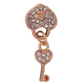Ciondolo a cuore in oro rosa con pavé di zirconi bianchi e chiave per bracciali - 031: Oro Rosa con Pietra Bianca Lucchetto a Cuore e Chiave
