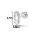 Titanium labret stud featuring a 0.7cm silver flip-flop pendant with clear zircons - Flip-flop Style (T2511-3#) / Silver