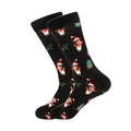 Black crew socks with Christmas reindeer and holiday patterns on a white background - One Size / Elk