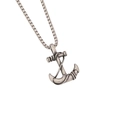 Men's punk anchor pendant necklace in antique silver finish with a box chain - Vintage Anchor Style (4#)