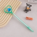 Simpatica penna verde a cuore con un ciondolo a diamante blu sfaccettato pendente - 0.5mm / Verde