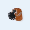 Dettaglio di una spilla smaltata a forma di cane con bordi in argento lucido - 7-Bloodhound Marrone Scuro