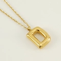 Collar con colgante letra D dorado estilo globo en acero de titanio pulido y detalle cosido - Estilo Letra D (D)