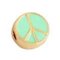 DIY jewelry bead featuring a gold-plated metal peace sign with light green enamel inlay - Peace Sign-Mint Green