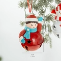 Campanella di Natale rossa con una bambola di ragazzo con sciarpa blu e maglione rosso - Ciondolo a Forma di Campana di Bambino