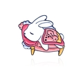 Spilla smaltata con coniglietto bianco che dorme nel letto rosa con costellazioni - Stile Coniglio che Dorme (CC2098)