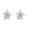 Close-up of silver star flower earrings with marquise-cut sparkling cubic zirconia - Platinum Hexagon Star (VE1499)