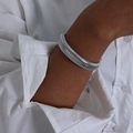 Exaggerated silver-toned threaded titanium steel bracelet with a segmented design - Bracelet-1.2cm / Steel